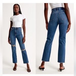 Abercrombie & Fitch Ultra High Rise Ankle Straight Jean Medium Destroy Size 26 R
